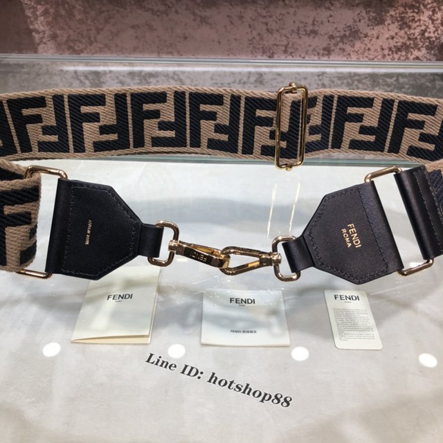 FENDI專櫃雙彈簧扣長款肩帶 芬迪STRAP YO棕色帆布肩帶 fdzg2709